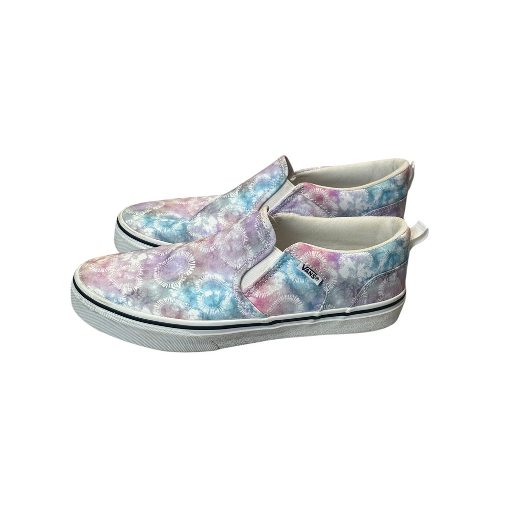 Vans Slip On Shoes Girls Tie Dye Floral Print Pink Blue White Size 6‎